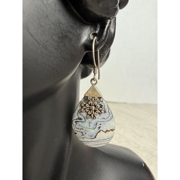 Robert Manse Jewelry - Robert Manse 925 & 18K Gold Abalone Shell Teardrop Dangle Earrings OSIL Bali